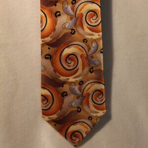 J. Garcia Silk Tie "Vid-Game" Collection Fifty Two bronze copper ivory abstract